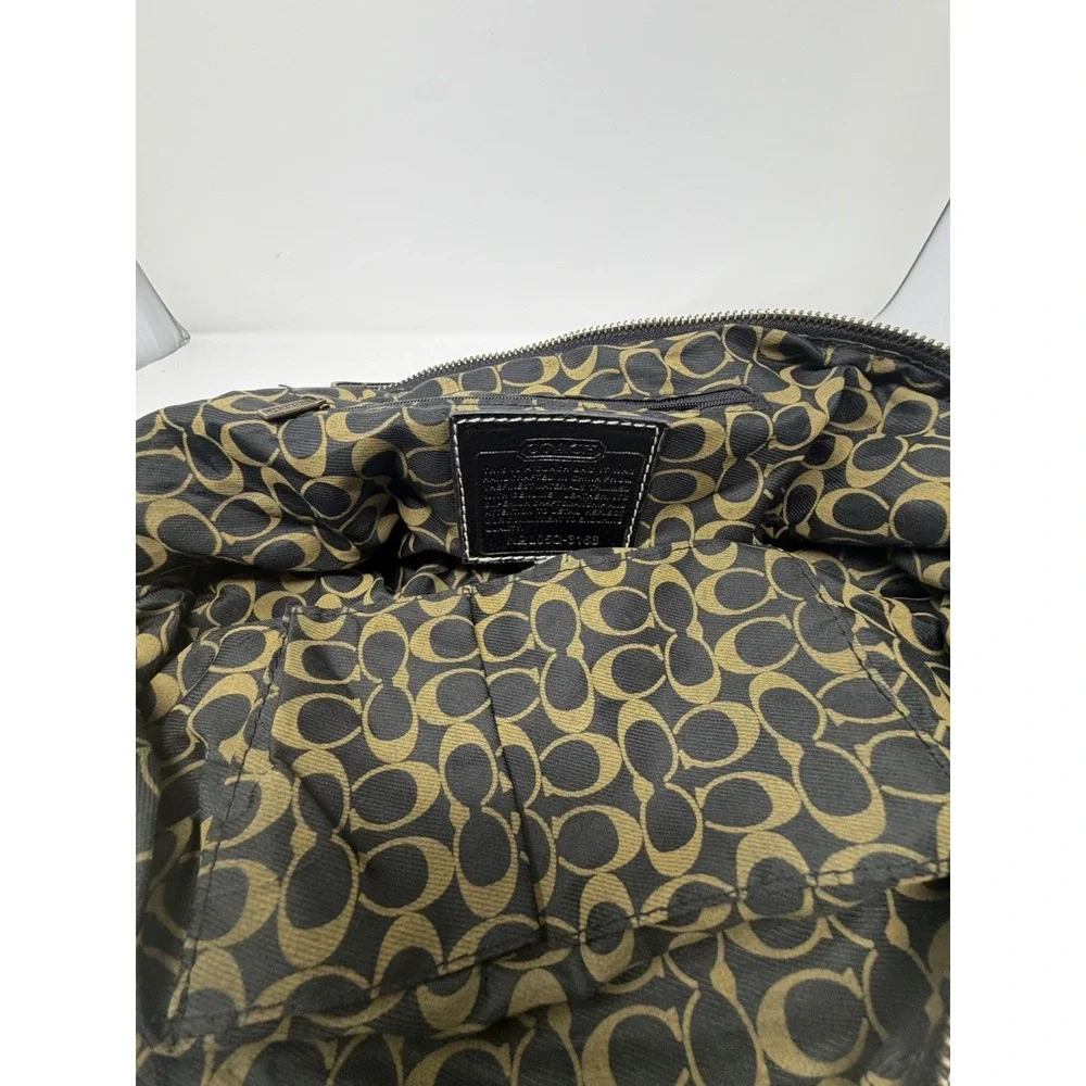 Y2K Coach Signature Black Jacquard Leather Trim Satchel Shoulder Bag